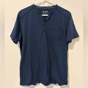 Michael Brandon Navy Blue Henley Pocket Tee Shirt L